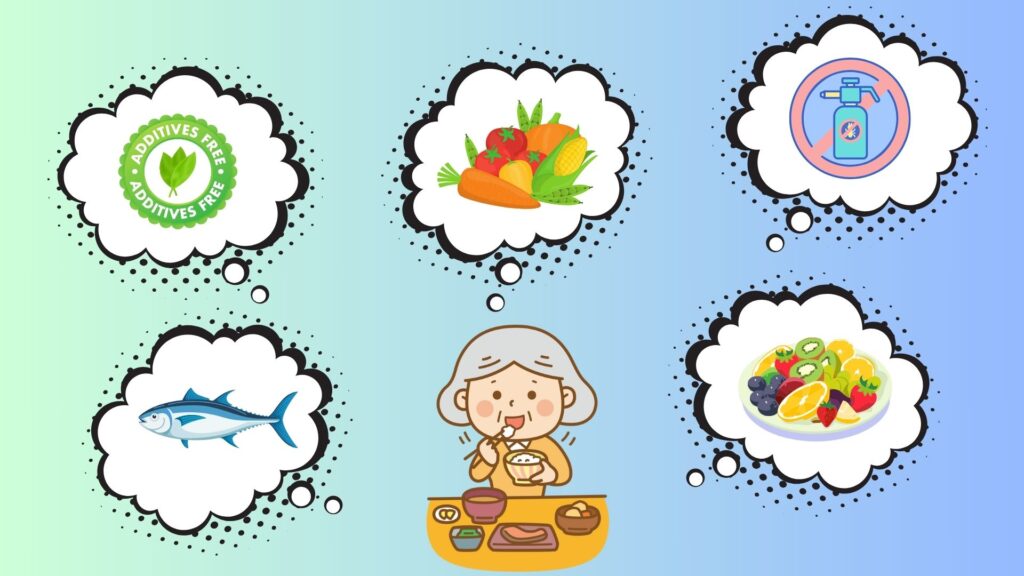 野菜・果物、青魚、オーガニック食品、無農薬