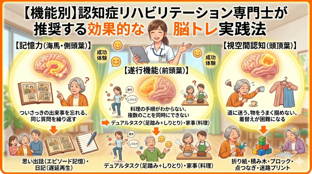 【機能別】認知症リハビリテーション専門士が推奨する効果的な脳トレ実践法