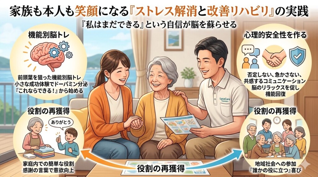 家族も本人も笑顔になる「ストレス解消と改善リハビリ」の実践