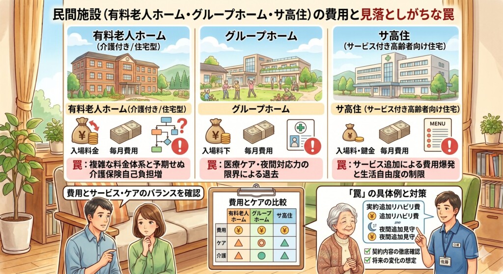 民間施設（有料老人ホーム・グループホーム・サ高住）の費用と見落としがちな罠