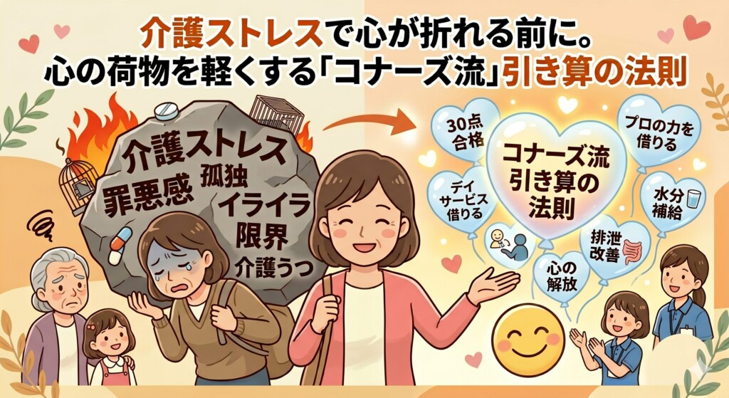 介護ストレスで心が壊れる前に読む特効薬。介護うつを防ぐカウンセリングの選び方と、心の荷物を劇的に軽くする「コナーズ流」引き算の法則