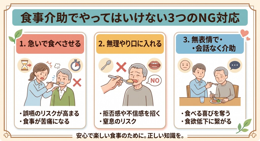 食事介助でやってはいけない3つのNG対応