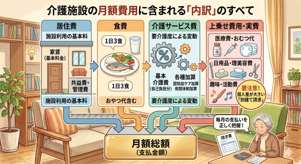 介護施設の月額費用に含まれる「内訳」のすべて