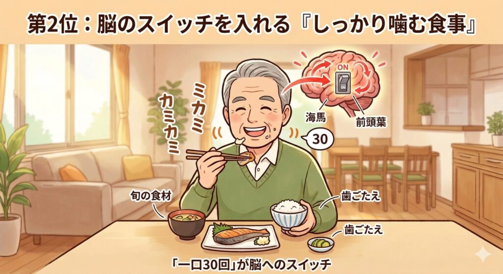 第2位：脳のスイッチを入れる「しっかり噛む食事」
