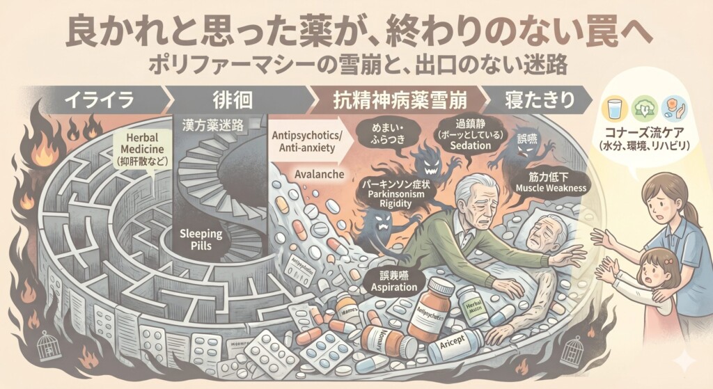 BPSDに対する薬物療法の恐ろしい副作用とポリファーマシーの罠