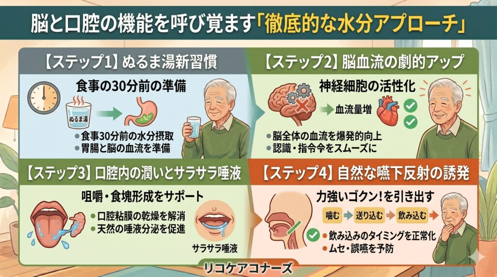 脳と口腔の機能を呼び覚ます「徹底的な水分アプローチ」