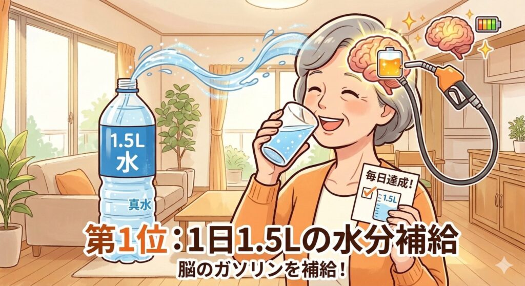 第1位：脳のガソリンを補給する「1日1.5Lの水分補給」