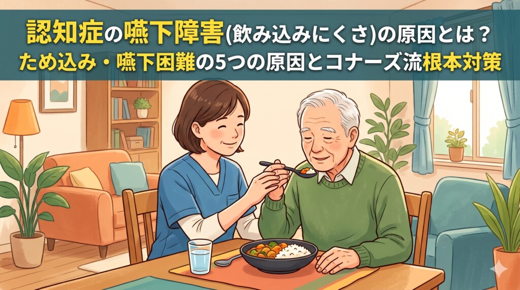 認知症の嚥下障害（飲み込みにくさ）の原因とは？ため込み・嚥下困難の5つの原因とコナーズ流根本対策