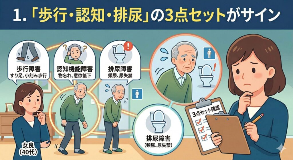 「歩行・認知・排尿」の3点セットがサイン