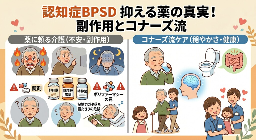 認知症の周辺症状（イライラ・幻覚・不眠）を抑える薬の真実！抑肝散や抗精神病薬の効果と副作用、薬を減らして穏やかさを取り戻す「コナーズ流」ケアの神髄
