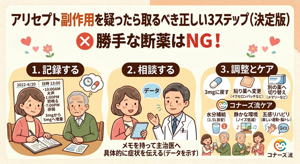 アリセプトの副作用を疑ったときに家族が絶対に取るべき正しい対処法