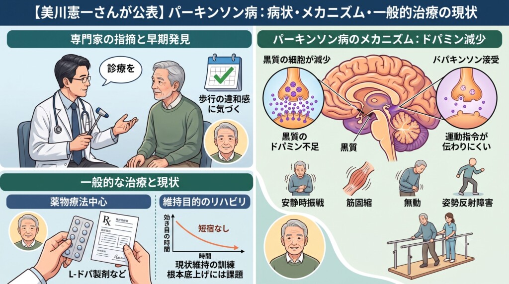 1. 美川憲一さんが公表したパーキンソン病の病状と現状