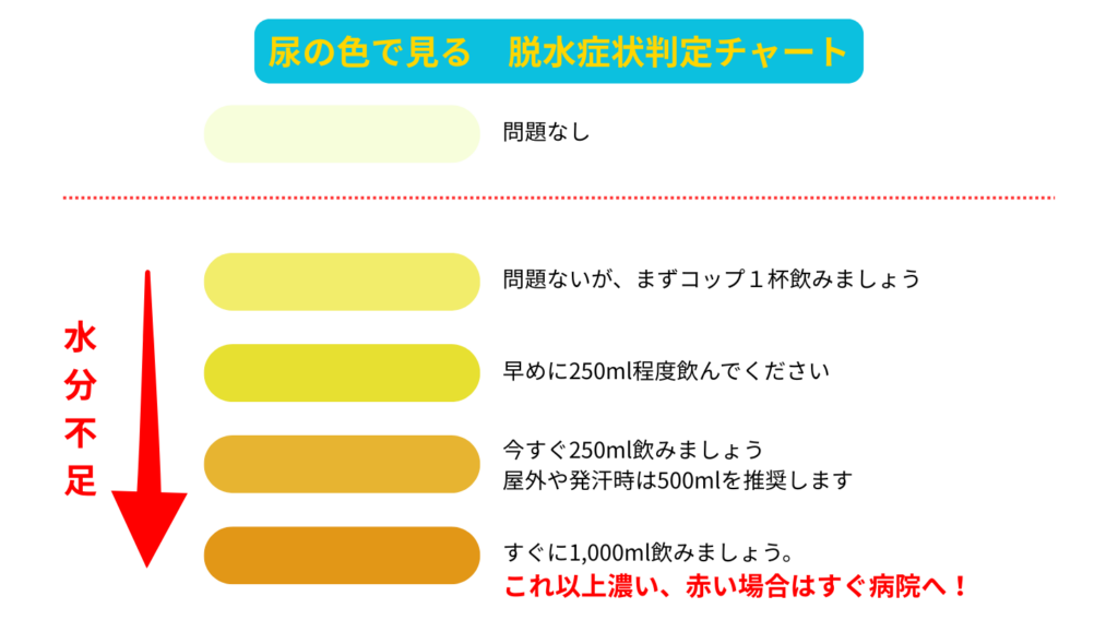 尿の色で見る脱水症状判定チャート