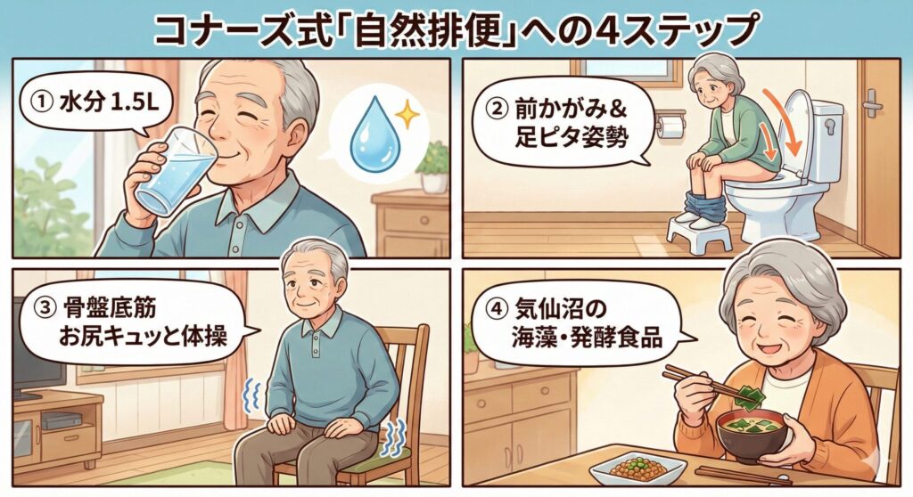 コナーズ式「自然排便」への4ステップ