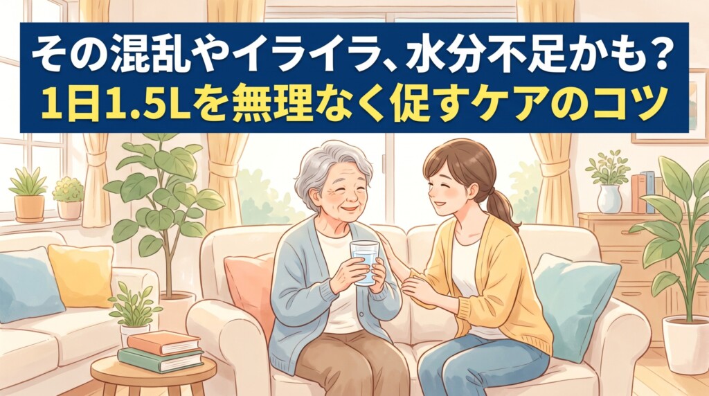 認知症の混乱や怒りは水分不足かも？1日1.5Lを無理なく促すケアのコツ