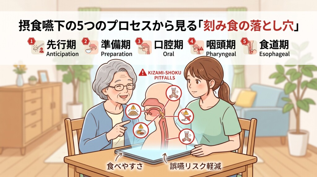 摂食嚥下の5つのプロセスから見る「刻み食の落とし穴」
