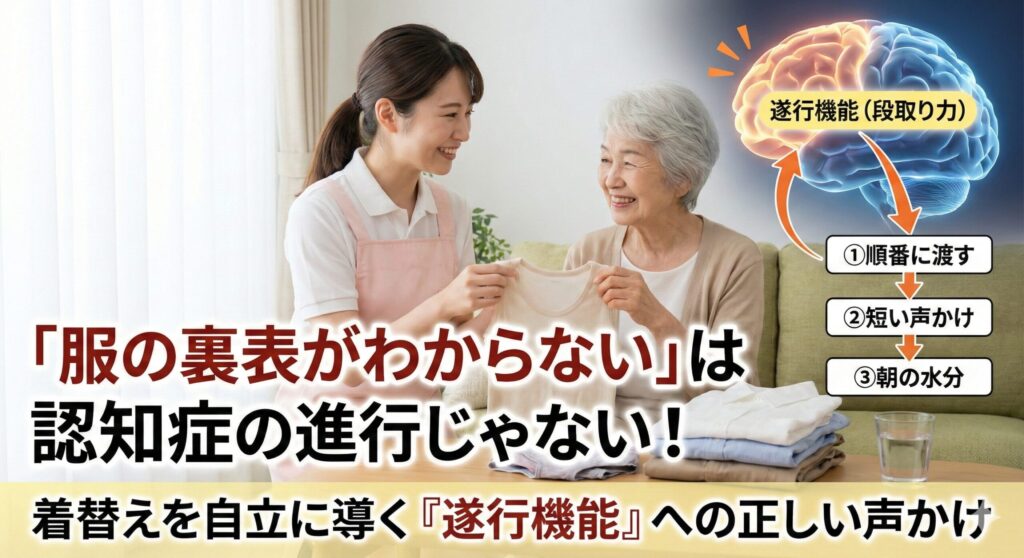 「服の裏表がわからない」は認知症の進行じゃない！着替えを自立に導く『遂行機能』への正しい声かけ