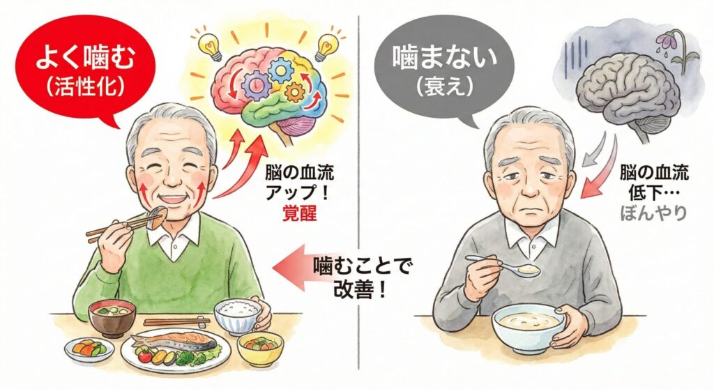 「噛まない」と脳は一気に衰える」の画像もお願いします。