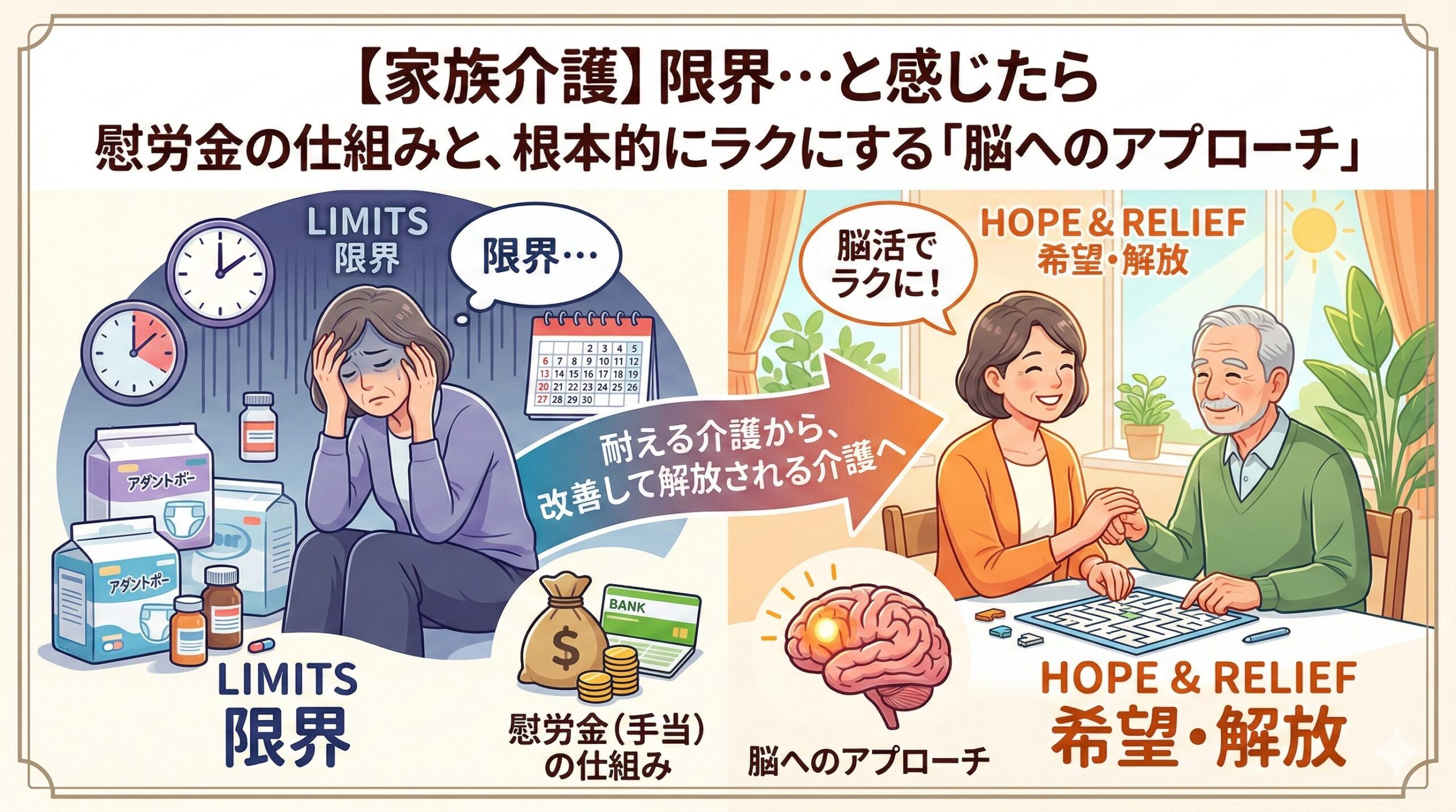 家族介護に限界を感じたら…慰労金（手当）の仕組みと、根本的に介護をラクにする「脳へのアプローチ」