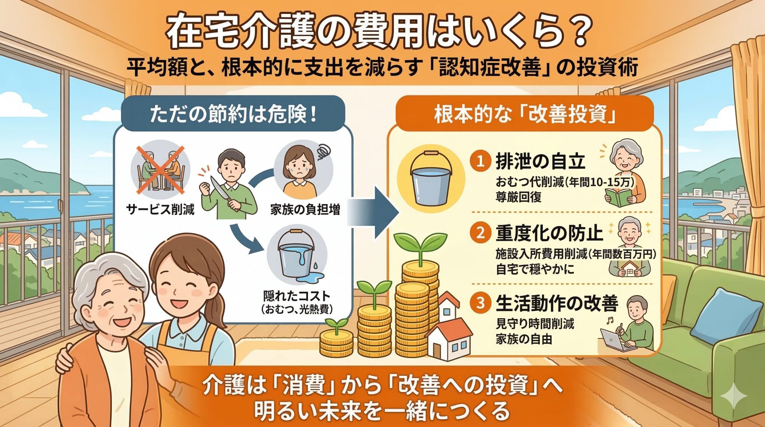 在宅介護の費用はいくら？平均額と、根本的に支出を減らす「認知症改善」の投資術