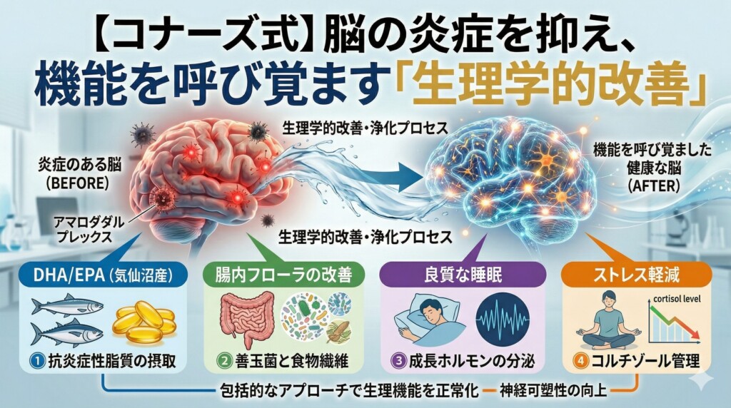 「【コナーズ式】脳の炎症を抑え、機能を呼び覚ます「生理学的改善」」