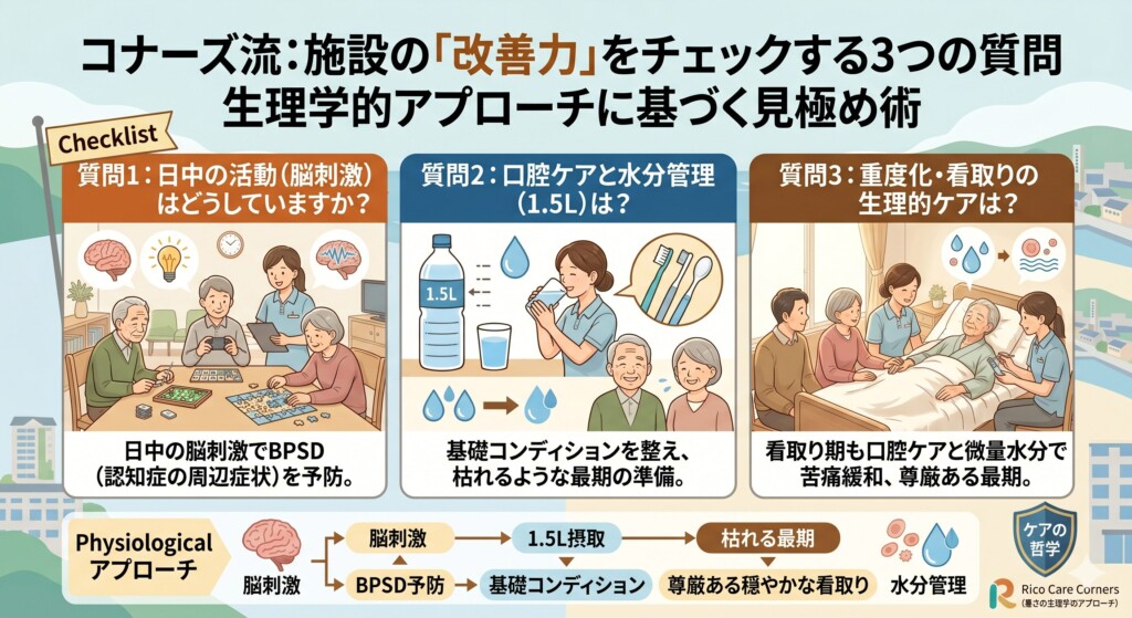 コナーズ流：施設の「改善力」をチェックする3つの質問。生理学的アプローチに基づく見極め術