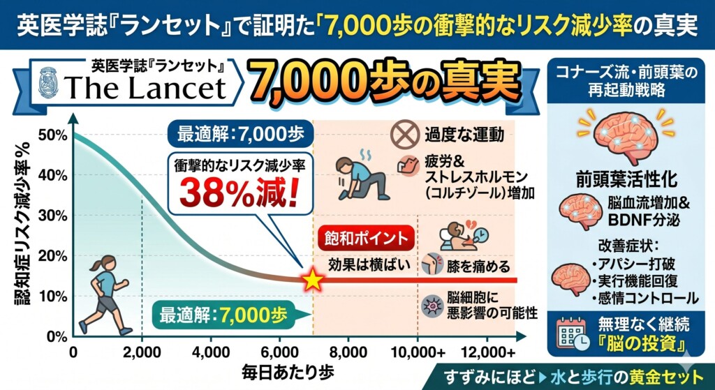 英医学誌ランセットが証明した「7,000歩」の衝撃的なリスク減少率と飽和ポイントの真実