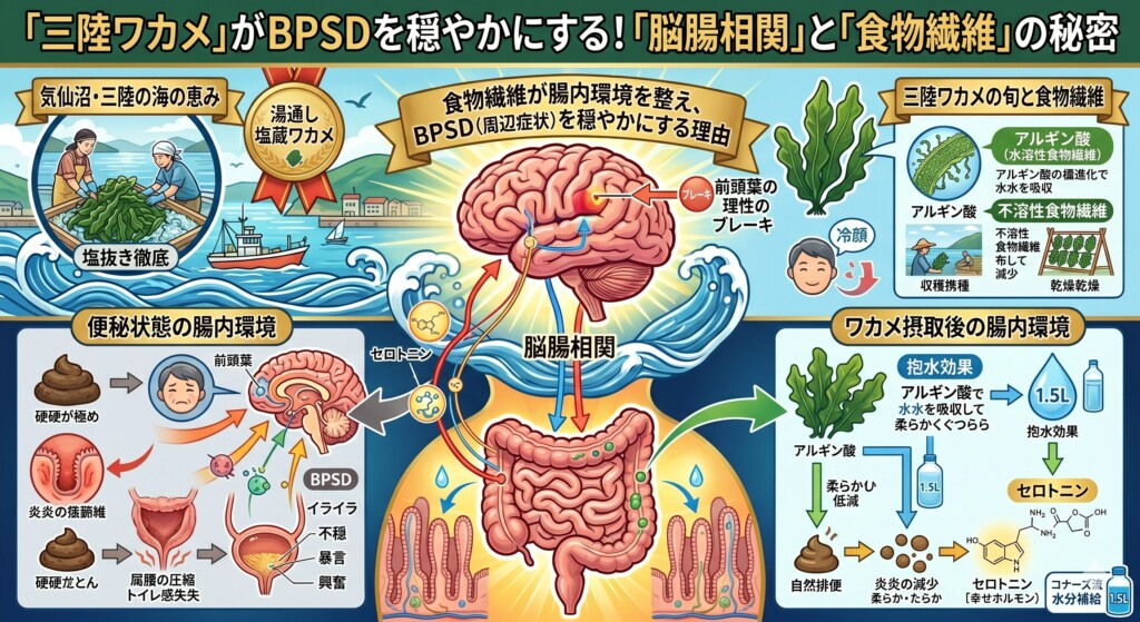 「三陸ワカメ」の食物繊維が腸内環境を整え、BPSD（周辺症状）を穏やかにする理由