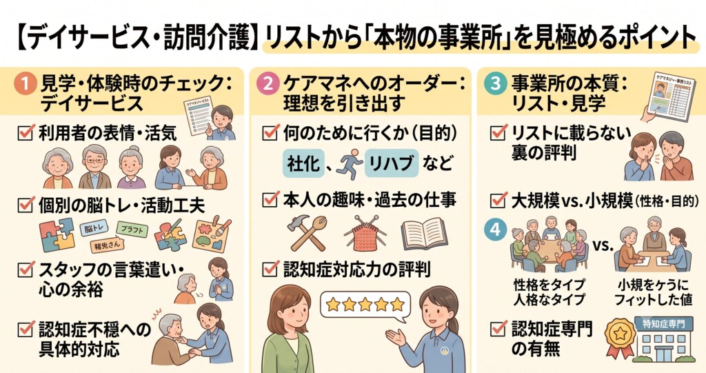 【デイサービス・訪問介護】リストから「本物の事業所」を見極めるポイント