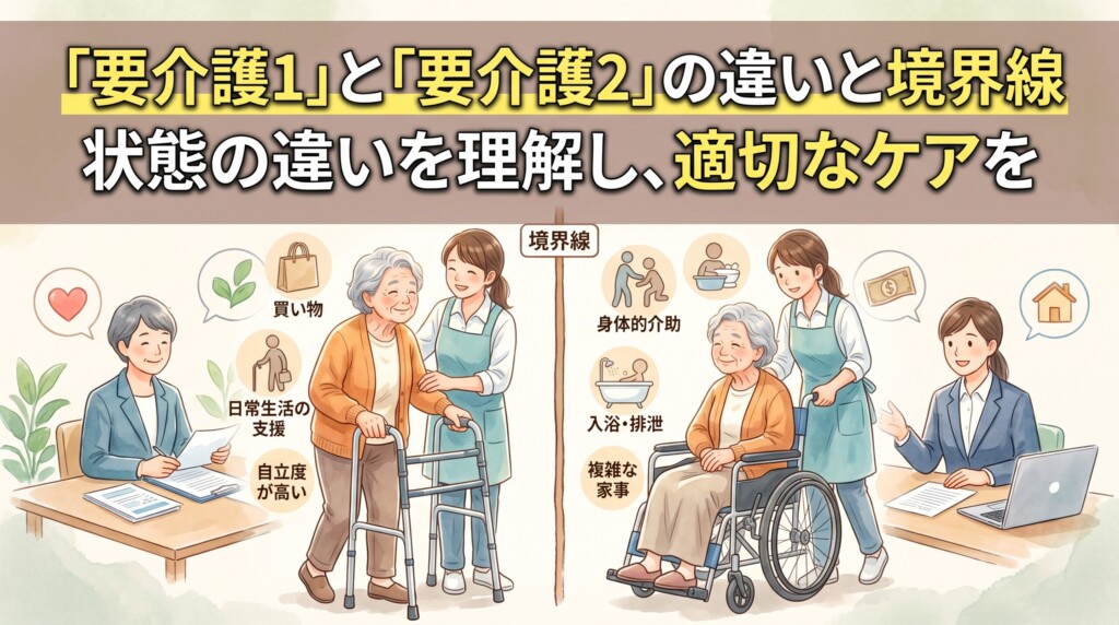 【徹底比較】「要介護1」と「要介護2」の違いと境界線