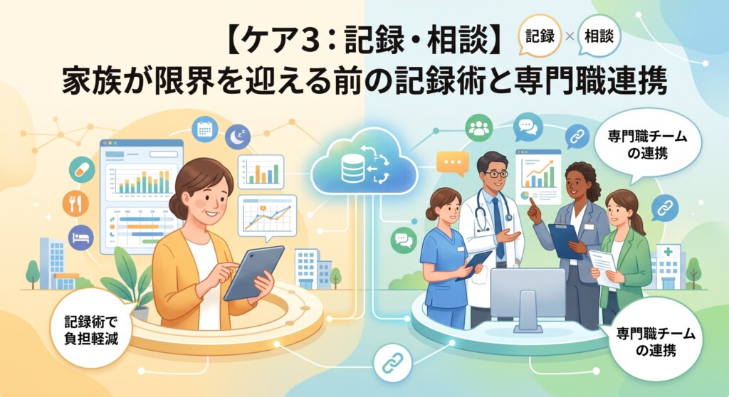 【ケア3:記録・相談】家族が限界を迎える前の記録術と専門職連携