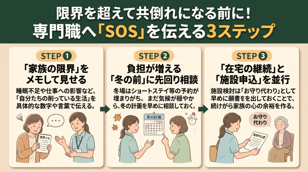 限界を超えて共倒れになる前に！専門職へ「SOS」を伝える手順